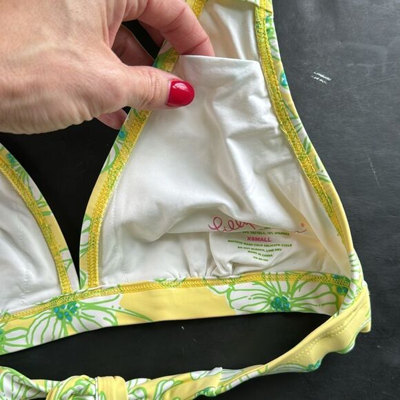Lilly Pulitzer Sz XS Halter‎ Bikini Top in Starfruit Ye Alotta Colada Vintage - Picture 5 of 10